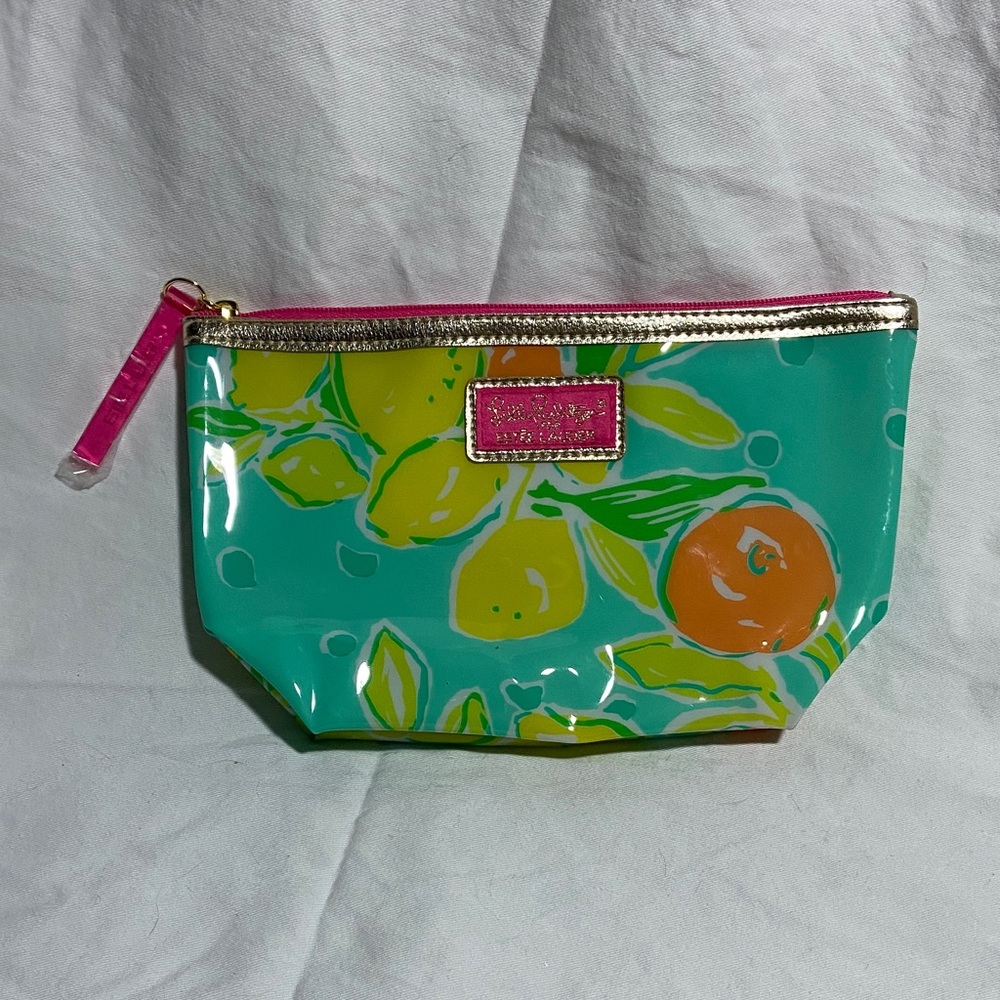Lilly Pulitzer for Estée Lauder colorful citrus print cosmetic bag NWOT